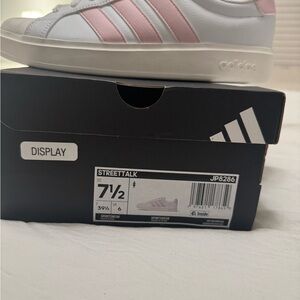Adidas White and Light Pink Streettalk Sneakers